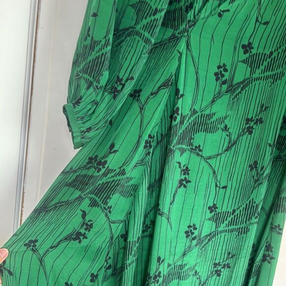 Beautiful Green Sunniva Print Long Sleeve Midi Dress By Sea New York - Picture 4 of 12